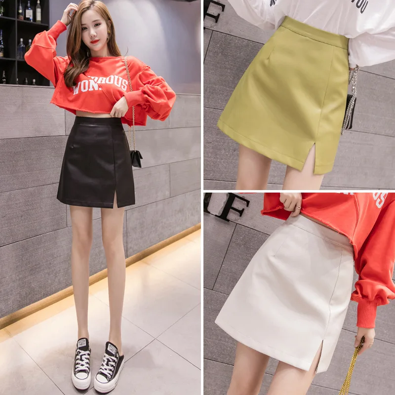 2019 Herfst En Winter Hoge Taille Lederen Rok Rok Een-Lijn Slit Afslanken Ins Super Fire Schede Pu online Celebrity Kleine Sh 2019 Herfst En Winter Hoge Taille Lederen Rok Rok Een-Lijn Slit Afslanken Ins Super Fire Schede Pu online Celebrity Kleine Sh
