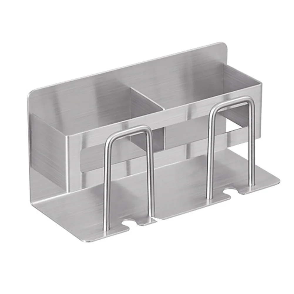 182 to 2 Organizer Durable Storage Rack Stainless Steel Toothbrush Holder Household Wall Bathroom Accessory Home Space Saving No Drilling - Цвет: 182 to 2