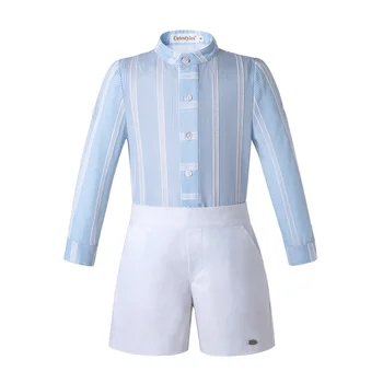 

Pettigirl Summer Kids Outfits Baby Boy Blue Shirt+White Short Boys Clothing Sets Children Clothes B-DMCS203-C179