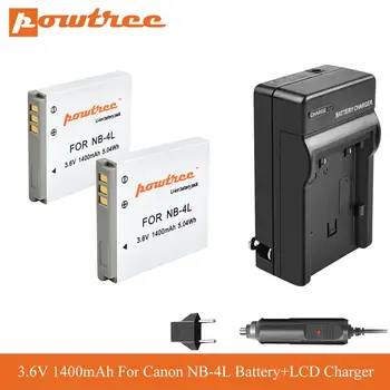 

POWTREE NB-4L NB 4L NB4L battery + Car Charger for Canon IXUS 60 65 80 75 100 I20 110 115 120 130 IS 117 220 225 Camera L70