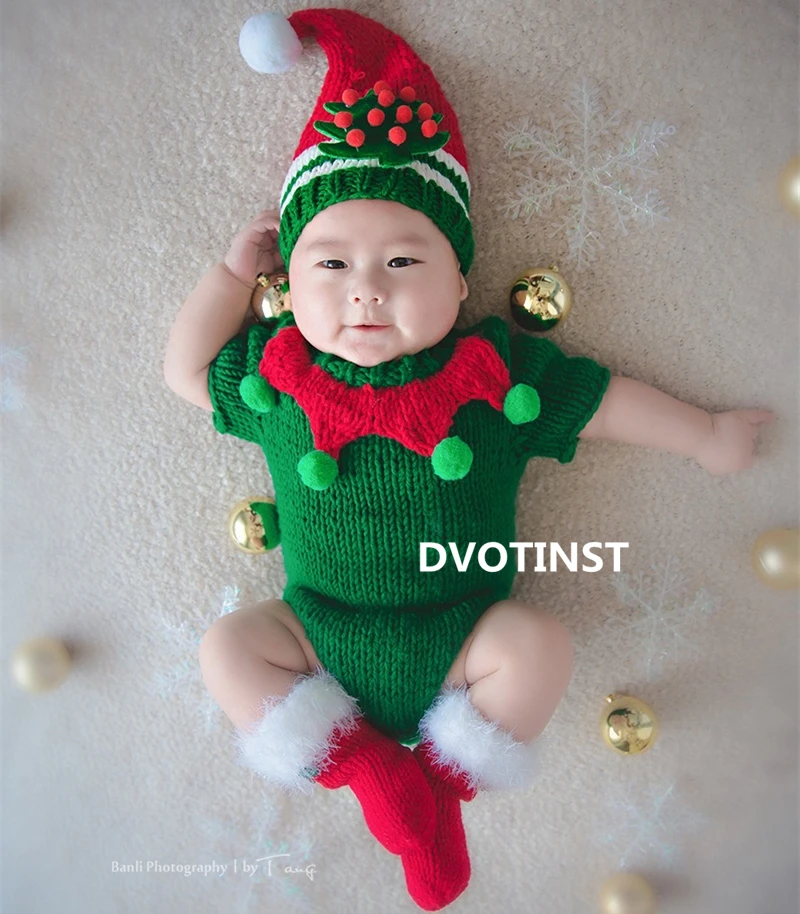 Dvotinst реквизит для фотосъемки новорожденных малышей вязаный крючком зеленый
