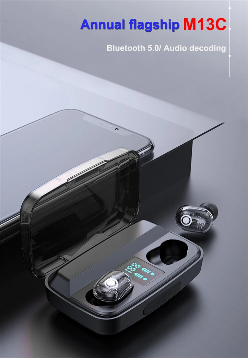 

M13C Bluetooth Wireless Earphone TWS Mini Earphones Touch Control Stereo Earbuds Aptx Sport Headset with Mic for iPhone Android