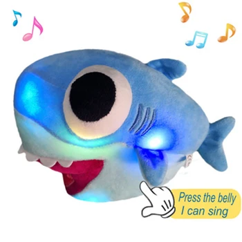 

Hot Sale Stuffed Shark Toys Plush Kawaii Cute Animals Doll Comfortable Cartoon Big Eye Music Glow Toys Funny Children Gift JM256