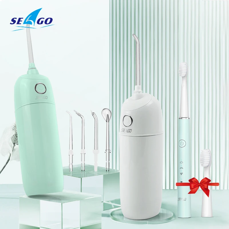 SEAGO USB Portable Oral Irrigator Dental Water Flosser Rechargeable 5 Nozzles Jet Floss Tooth Pick Ultrasonic Teeth Cleaner