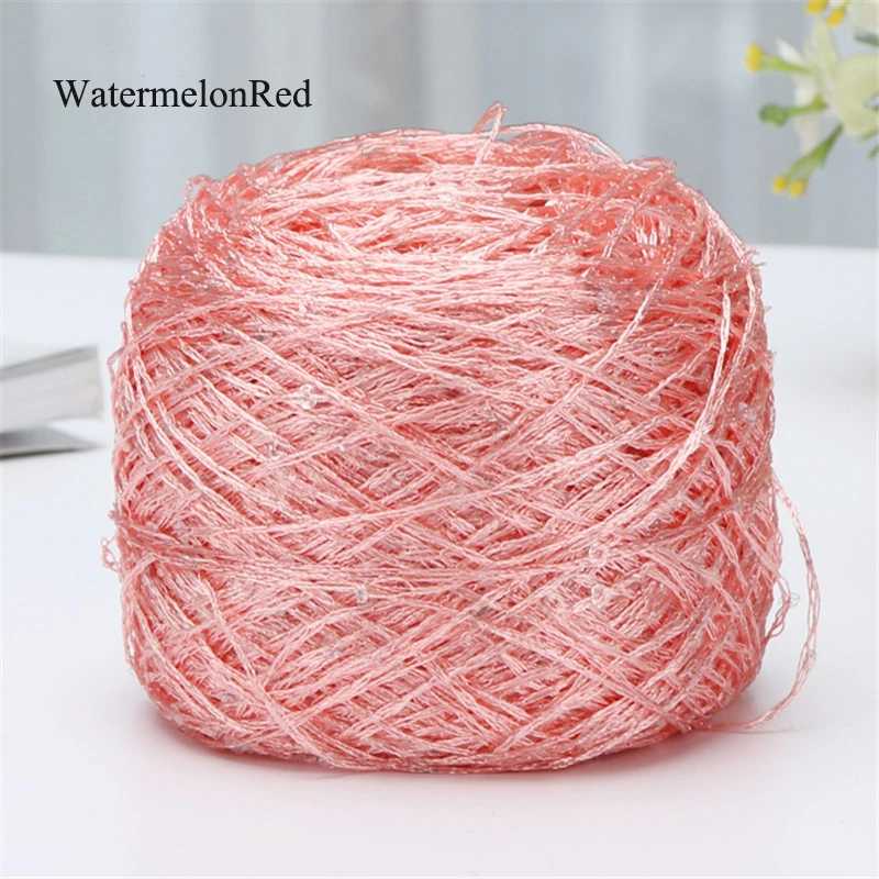 2pcs(200g) Fashion Summer Ice Silk Line Feature Sequins Line Yarn Diy Hand-knitted Wool Thread Sweater Scarft Hats Accessories - Цвет: WatermelonRed