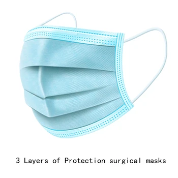 

10 pieces of 3-layer disposable masks medical protection medical protection non-woven masks dustproof haze green / blue