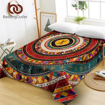 

BeddingOutlet Aztec Flat Sheet Microfiber African Bedspread Folkloric Tribe Circles Bed Sheet Ethnic Colorful Bedding Linen 1pc