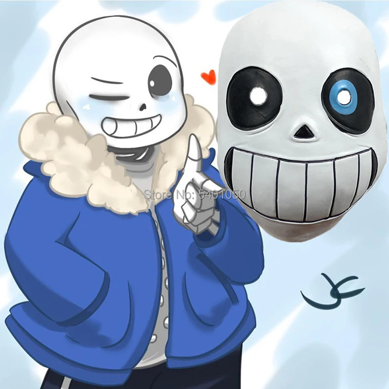 Undertale Sans Косплей толстовки латексная маска крутой Скелет Cos синее пальто Хэллоуин