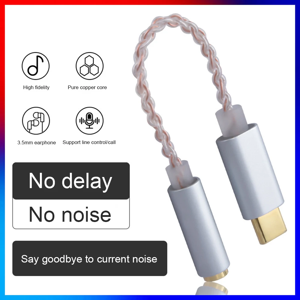 FDBRO New 32bit 384kHz Digital Decoder AUX Converter HIFI DAC Earphone Amplifier USB Type C To 3 5mm Headphone Audio Adapter