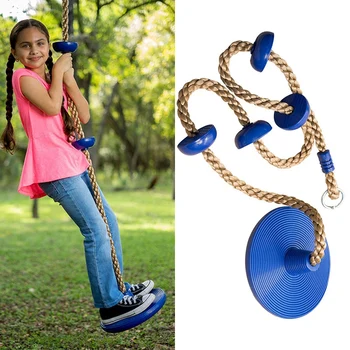 

Climbing Rope Swing with Foot Holder Platform and Disc Swing Seat Set for Kids Outdoor Tree Backyard Playground Swing