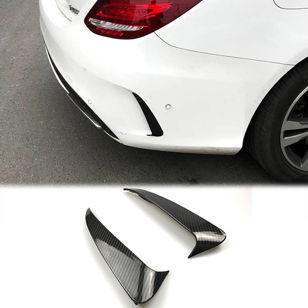 

For Benz C Class W205 C43 C63 AMG Black Rear Bumper Spoiler Air Vent Trim Cover 2014-2019 Carbon Fiber Look 1 Pair