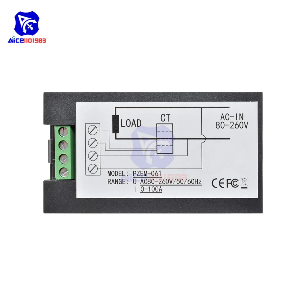 Diymore Цифровые мультиметры 100A AC 80-260V мощность энергии Аналоговый вольтметр Амперметр ватт Ампер вольт метр ЖК-панель монитор с CT