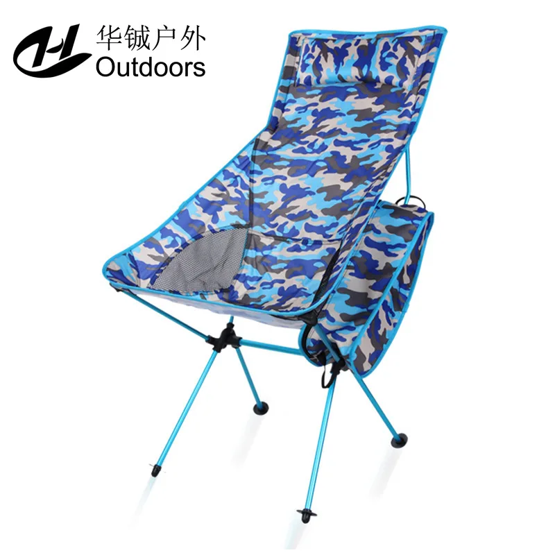 

Outdoor Aluminium Alloy Camouflage Folding Beach Chair Multi-functional Mountain Camping Casual Armchair Long Folding Chair