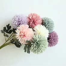 Искусственные цветы одуванчика настоящий на прикосновение шелк зеленая Гортензия Свадебный букет с листьями для украшения