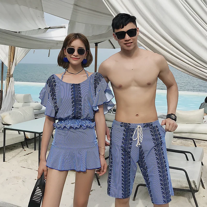 

Couples Bathing Suit Women's Split Skirt-Three-piece Set Bikini Underwire Small Bust Gathering Belly Covering Slimming Hot Sprin