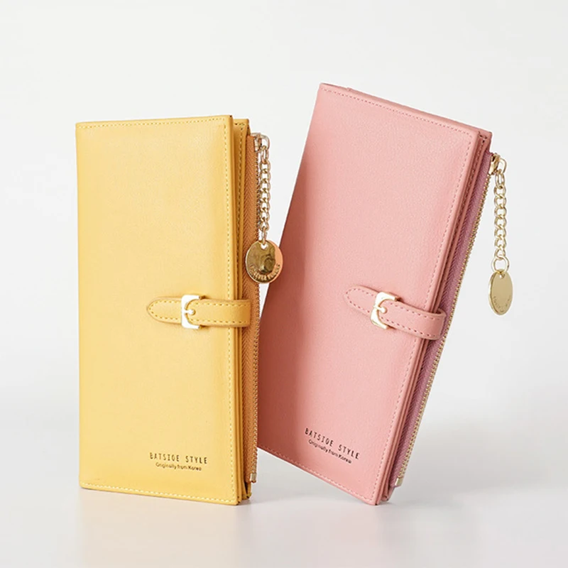 female fashion yellow purse card holder PU leather Long wallet womens big zipper wallets money cash bag Bolsa Feminina