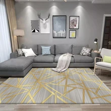 Современный стиль гостиная большие ковры геометрический Золотой полосатый домашний декор коврики диван журнальный столик спальня прикроватный коврик