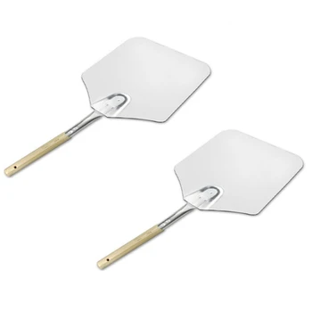 

2 Pizza Shovel with Aluminum Wooden Handle for Pizza Cake Baking Tool Accessories