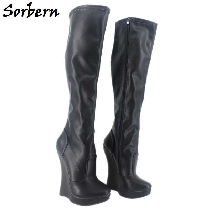 Sorbern Plus Size Women Boots Real Image Wedges Ladies Party Unisex Gay Dance Fashion 3cm Platform New Arrive Zipper | Обувь