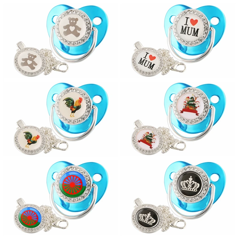 

Цыганская детская соска Romany, силиконовая соска для новорожденных, металлическая, синяя, блестящая соска для младенцев, без БФА, Детская Соска-пустышка, пустышка