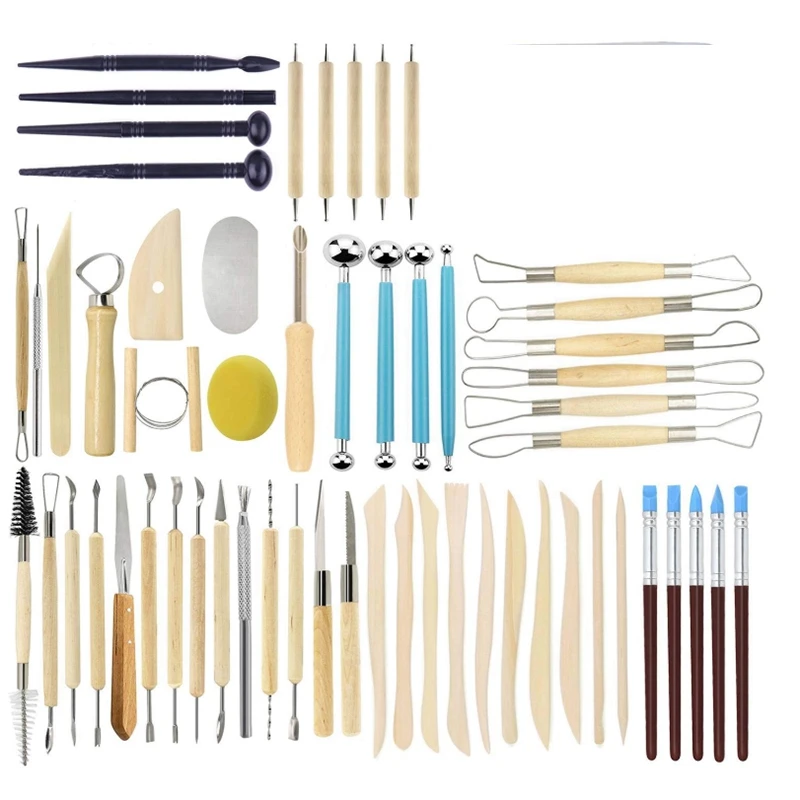 

57PCS Ceramic Clay Tools Set with Plastic Case Modeling Pottery Sculpting Tools Kits for Beginners Professionals Kids