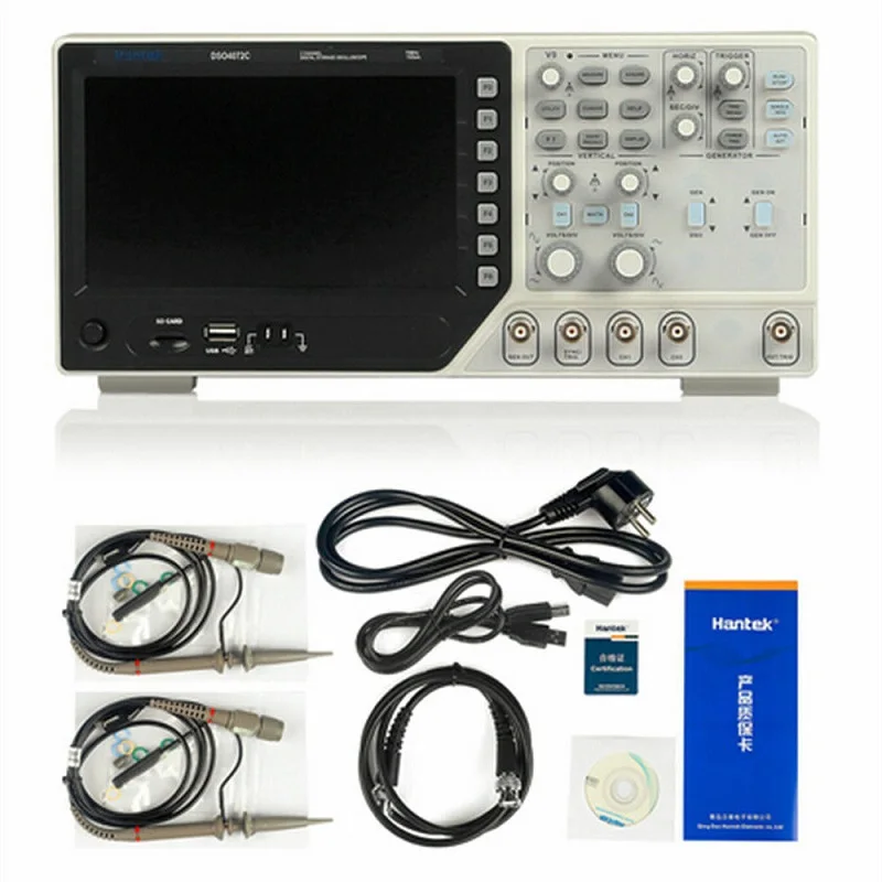 

Hantek DSO4072S / 4102S / 4202S 2-in-1 Digital Oscilloscope 70M-200MHz 2CH 1GSa + 25M Function Waveform Generator