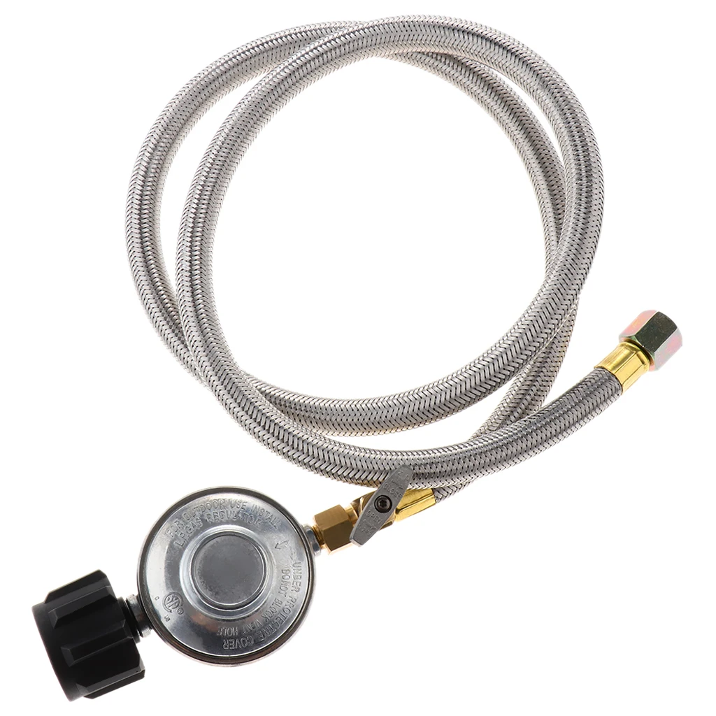 4FT Adjustable Propane Regulator with Hose Gas Grill Regulator Hose and Pipe for QCC1 Tank