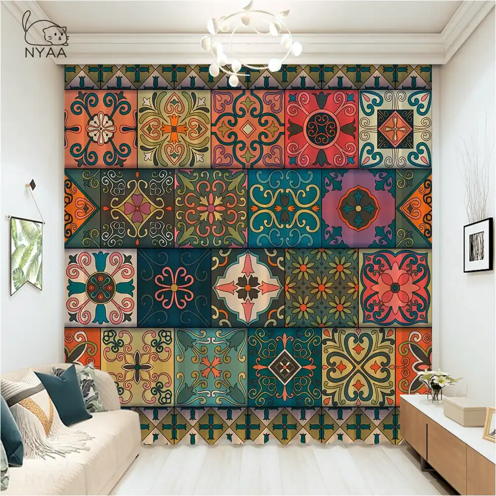 Mandala Boho Bohemian Modern Living Room Curtain Vintage Floral Curtains For Bedroom Abstract Ethnic Curtain 3D Micro Shading Curtains AliExpress