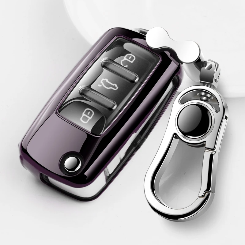 Portachiavi con custodia completa per chiave a distanza per auto in TPU per Volkswagen VW Bora POLO GOLF TIGUAN Passat Jetta Beetle Skoda portachiavi - H6b02d40a54204f64b9aca7dfd255f5d77