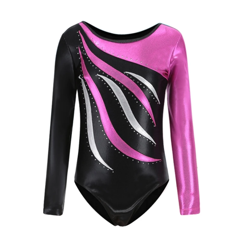 Girls Ballet Leotard Long Sleeve Professional Tutu Ballet Dance Gymnastics Shiny Kids Ballet Dance Costumes Dancewear
