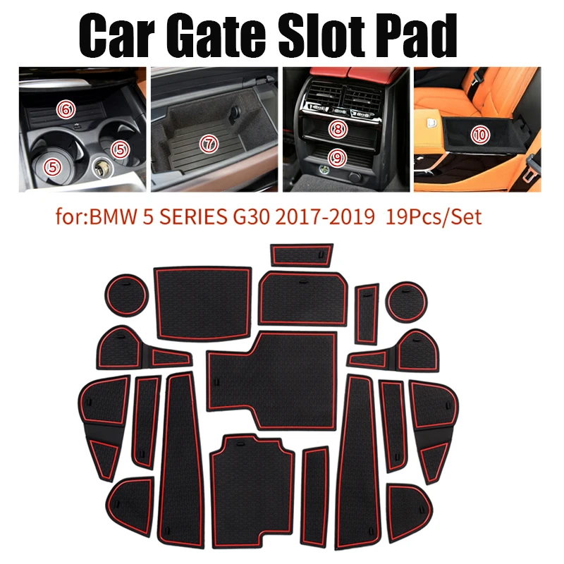 

19pcs/set Car Gate Slot Pad Non-slip Cup Mat Anti Slip Door Groove Mat Interior Car Accessory for BMW 5 SERIES G30 2017-2019