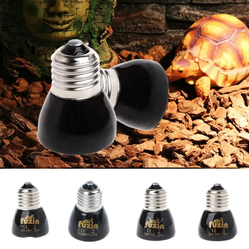 Lámpara de calefacción con emisor de cerámica infrarrojo lejano para reptiles Pet, Bombilla de calentamiento de 25W 50W 75W 100W E27