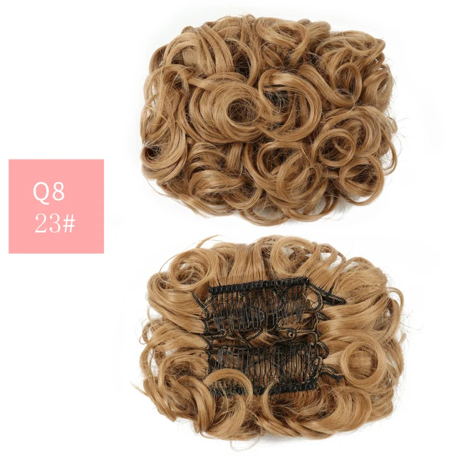Synthetic Curly Elastic Band Chignon Plastic Comb Clips in Hair Extension Hair Bun Updo Cover Hairpieces Hair Accessories Q8 23