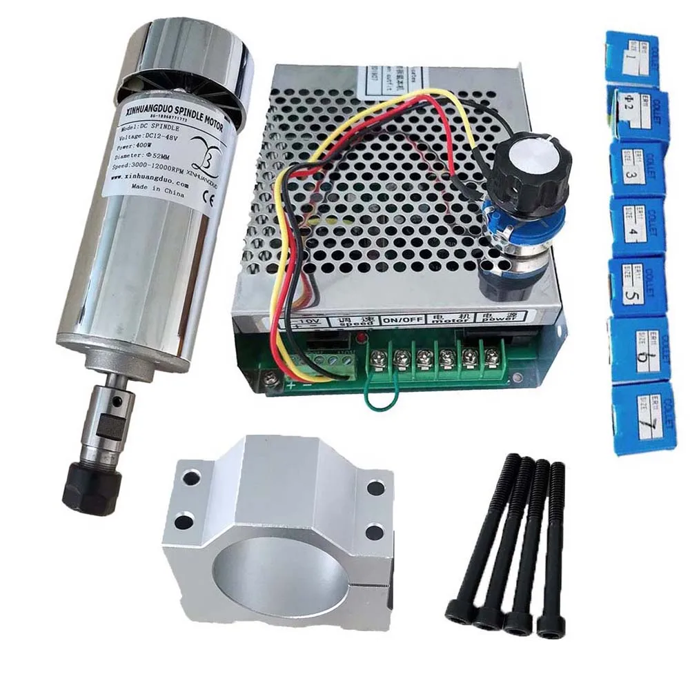 С воздушным охлаждением 0.4kw CNC spindleMotor Kit ER11 патрон 400 Вт мотор шпинделя+ регулятор скорости питания для гравировки