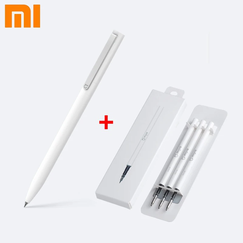 Original Xiaomi Mijia Sign Pen MI Pen 9.5mm Signing Pen PREMEC Smooth Switzerland Refill MiKuni Japan Ink (Black/Blue) Best Gift xiaomi kaco rocket gel pen 0 5mm black navy blue ink press pen fast dry sign pen gel ink stationery for office school refills