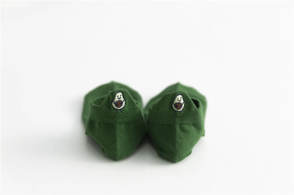 Neue Mode Sommer Herbst Avocado Stickerei Sokken Frauen atmungsaktiven Komfort Baumwolle Ins Stil grüne Söckchen Drops hip – Detail 12