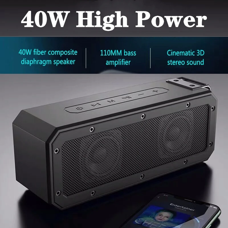 Беспроводная Bluetooth Колонка класса IP7X 40 Вт водонепроницаемая переносная звуковая
