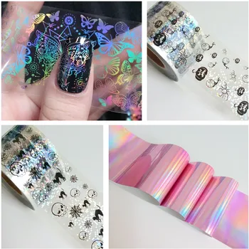 

Holographic Halloween Transfer Foil Clear Nail Stickers Pumpkin Shantou Nail Foils DIY Manicure Nail Art Decals