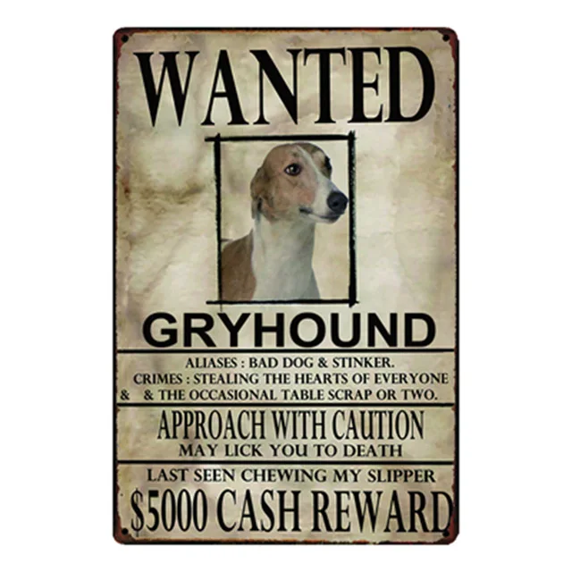 14 Шиба ину/Французский бульдог/Beagle/Grayhound собаки хотели металлический знак оловянный Плакат Бар домашний декор настенная живопись - Цвет: 14