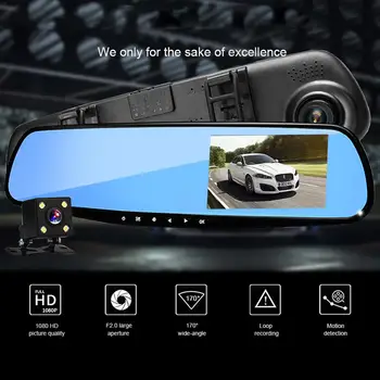 

Car DVR Rearview Mirror Cameras Lens 4.3 Inch Dash Camera Dual Lens With Video Recorder Auto Night Vision Reversing Parking