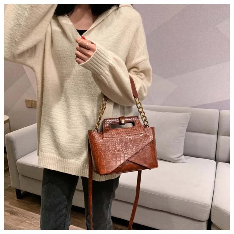 Women Bags Fashion Baguette Hand Bags Quality Luxury Handbags Leather Chain Shoulder Bags Crocodile Pattern Totes Bolsas