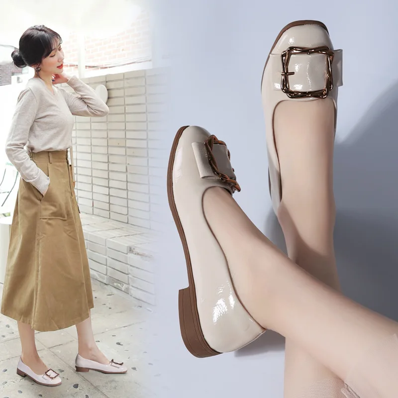 

Moccosins Women's Spring And Autumn 2019 New Style Korean-style Fashion Buckle Versatile Soft-Sole Pregnant Women Flat Foot Cove