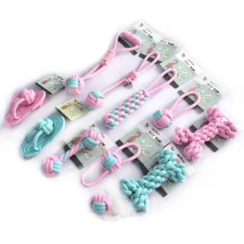 

11 Pcs Candy Color Cotton Rope Dog Chewing Toys for Aggressive Chewers Dental Health Pet Chew Knot Toy Durable