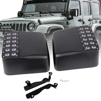 

2pcs Spotlight/Floodligh Side Mirror Housing Rearview Mirror Housing Side with Turn Signal Light for Jeep Wrangler JL