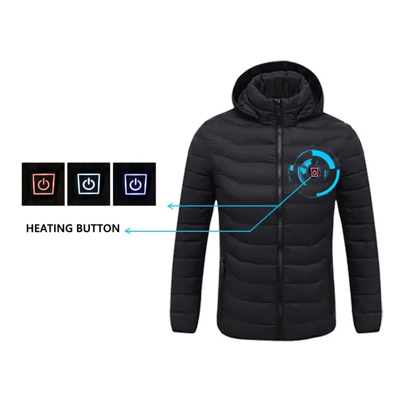 Online 2019 NEUE Männer Erhitzt Jacken Outdoor Mantel USB Elektrische Batterie Lange Ärmeln Heizung Mit Kapuze Jacken Warme Winter Thermische Kleidung