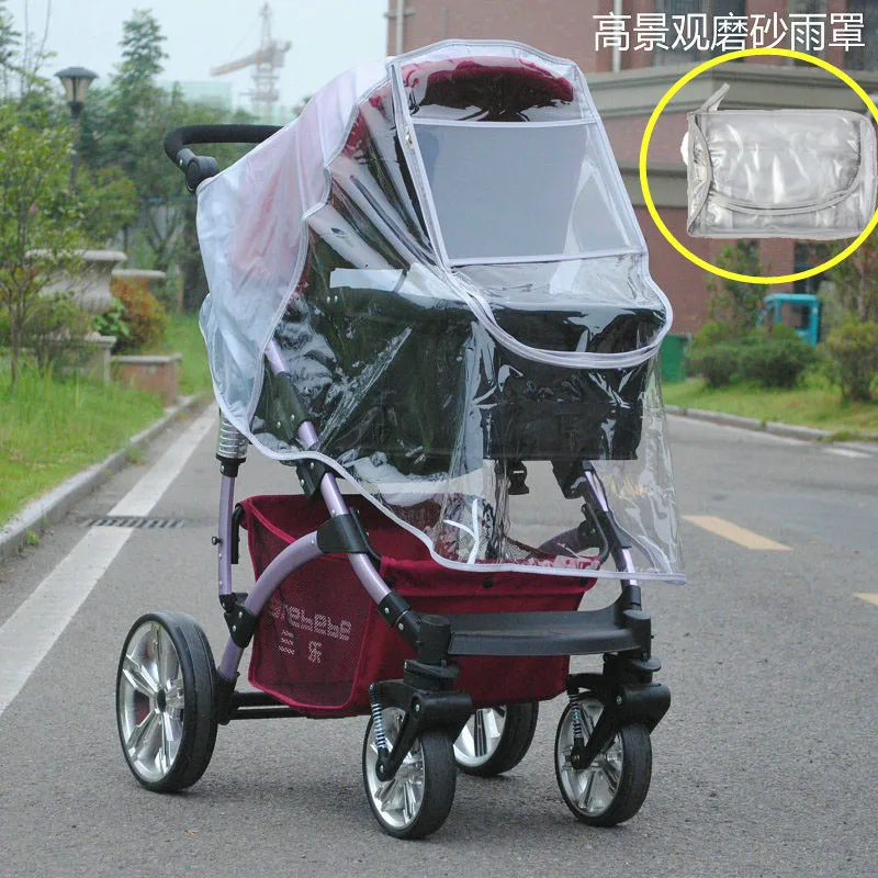 

Stroller Accessories Luxury Rain Cover Safe PET Frosted Waterproof Rain Rcover For Baby Carriages Windproof Zipper Open Sheid