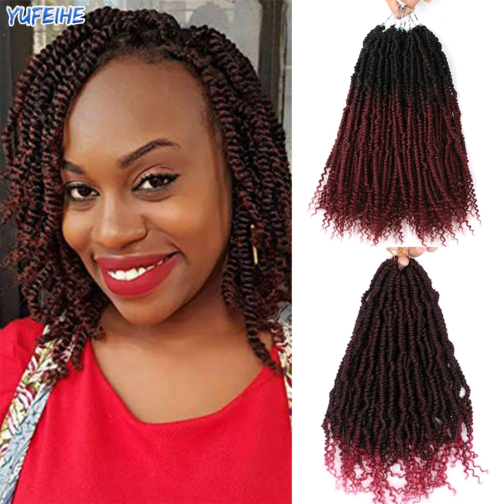 12Inch Fluffy Spring Twist Hair Extensions Black Brown Burgundy Ombre Crochet Braids Synthetic Braiding Bomb Fashion |