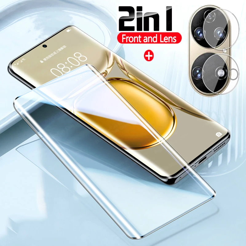 glass cover mobile 2 in 1 Tempered Glass For Huawei P50 Pro Fully Curved Screen Protector Film for Huawey P 50 Pro P50Pro JAD-AL50 Protective Glass mobile screen protector