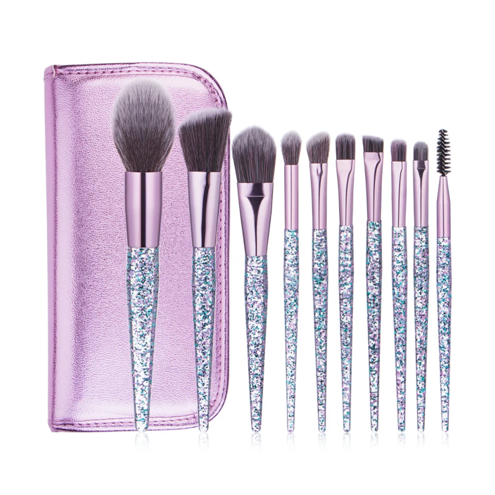 10PCS set New Design Make Up Brushes Acrylic Paillette Sequins Makeup Brushes Face Beauty Foundation Powder 4