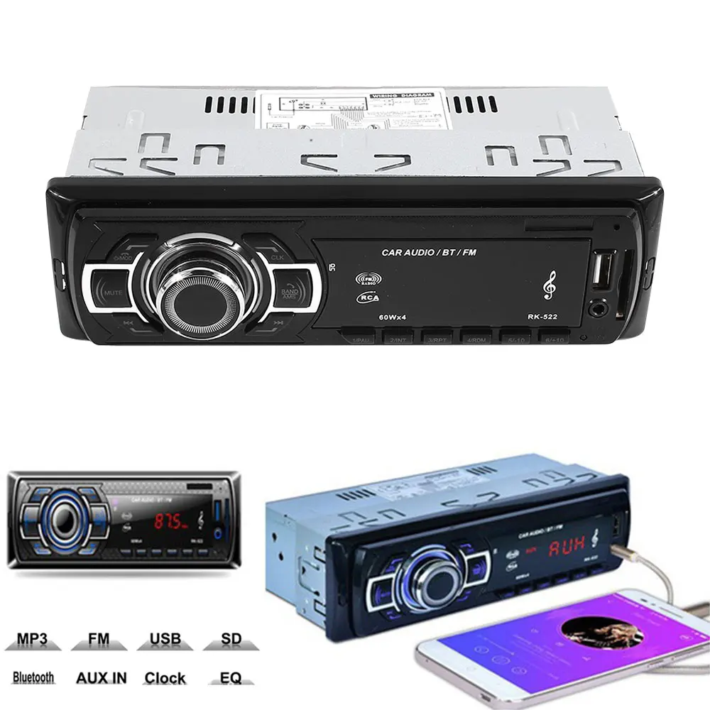 Автомобильный MP3-плеер Премиум FM радио головное устройство с микрофоном MMC USB Smart